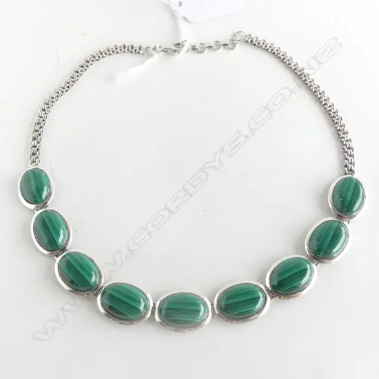 HEAVY SILVER & MALACHITE NECKLACE