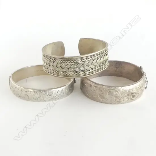 3 SILVER BANGLES 92gms