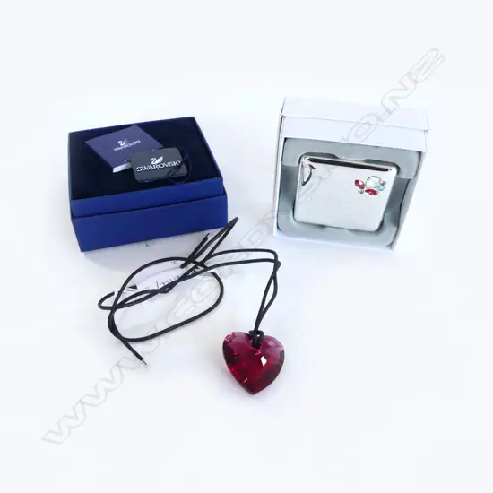 SWAROVSKI LOVE HEART PENDANT NECKLACE + JEWELLED BOX, BOTH BOXED
