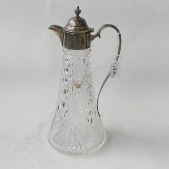 STG SILVER & CRYSAL CLARET JUG, B'HAM 1939 H.305mm SOME CHIPS