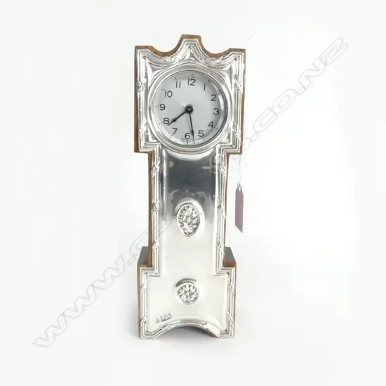 STG SILVER CLOCK; NOVELTY LONG CASE SHAPE, B'HAM 1907 H.225mm