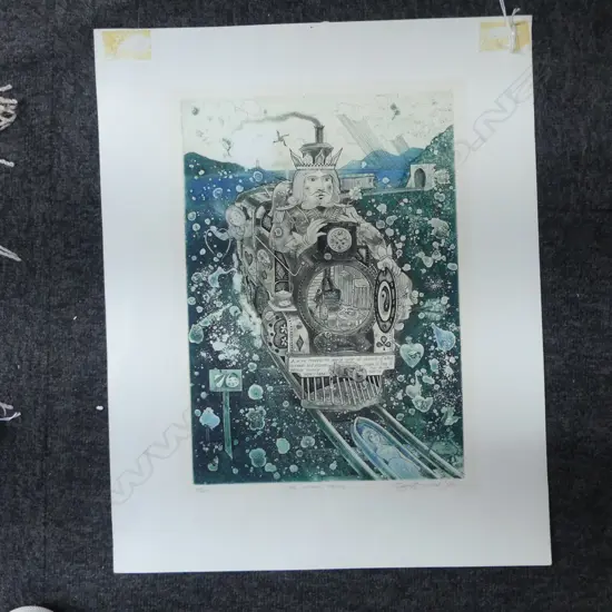 GARY TRICKER 'THE OTIRA TRAIN' ETCHING 10/40 '76 355x250mm unframed