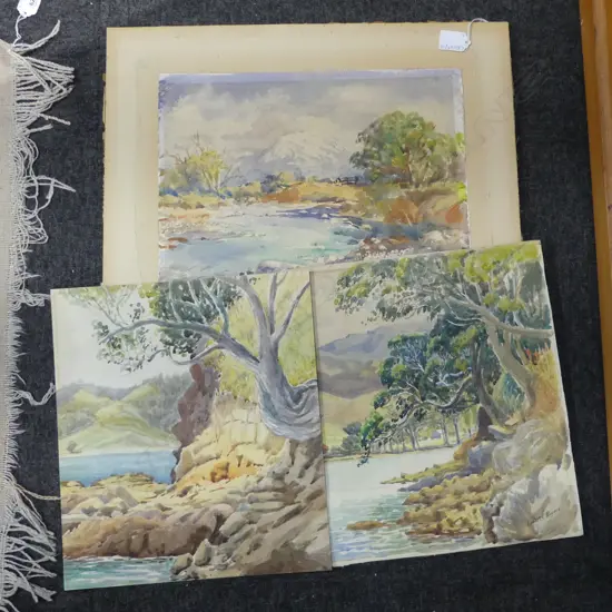 3 UNFRAMED WCs; 2x HERBERT E. ROGERS, 1x C. T. LAUGESEN '82 250x360mm