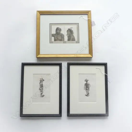 PR FIGURAL ENGRAVINGS (340 x 250mm) & NZ MAORI COUPLE ENGRAVING (320 x 360mm)