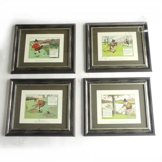 4 CHARLES CROMBIE GOLF PRINTS 300x385mm