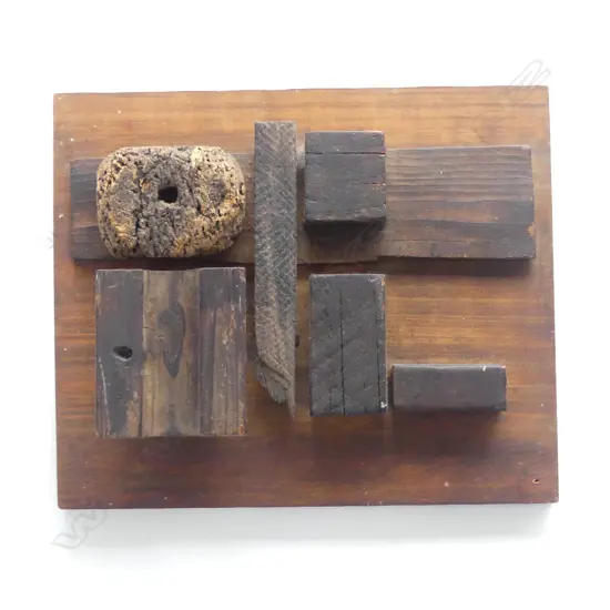 JOHN PERRY 'OUT OF THE WOODWORK / UNTITLED CONSTRUCTION' MIXED MEDIA 1984 260x315mm 