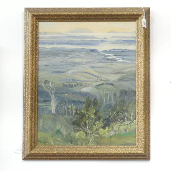 F. STEELE, LANDSCAPE, OIL ON BOARD 460x360mm