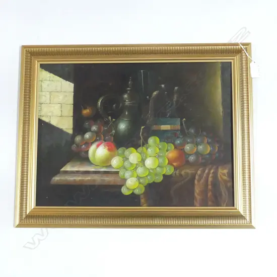 ARTIST UNKNOWN, STILL LIFE w. GRAPES, OIL ON BOARD 290x390mm