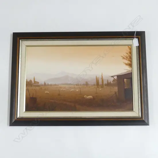 HANS BRUTSCH 'IN THE LOWER WAIRARAPA' OIL ON BOARD 295x480mm