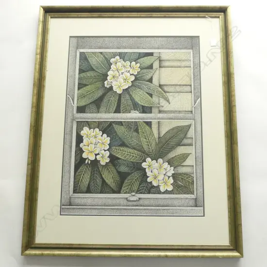 MAREA KOZACZYNSKI-McCAIG 'FRANGIPANI WINDOW' 740x545mm