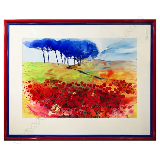 MIKE FITZPATRICK (South African) UNTITLED FIELD OF POPPIES W/C & GOUACHE on paper. Signed & dated '93. 690 x 975mm