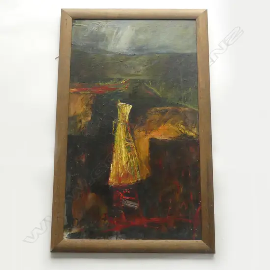 SIGNED ABSTRACT OIL ON BOARD 810x470mm