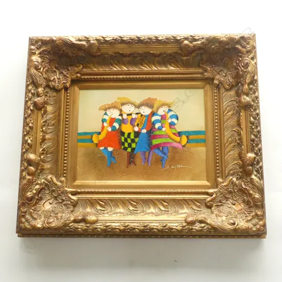 J ROY BAZ, 4 MUSICIANS, OIL ON CANVAS 2002 290x395 (630x730mm overall)