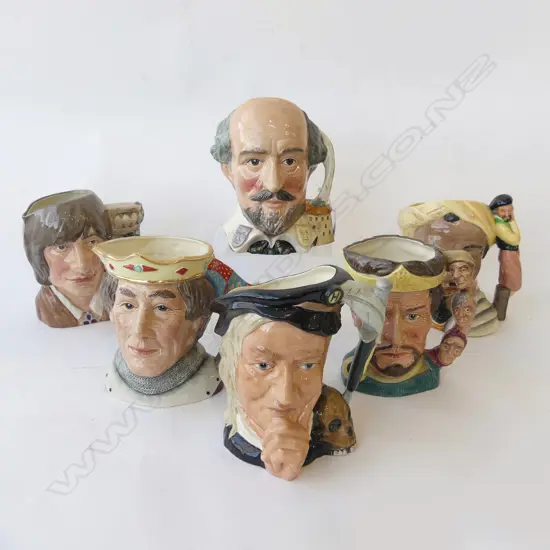 6 ROYAL DOULTON CHARACTER JUGS; SHAKESPEAREAN COLLECTION