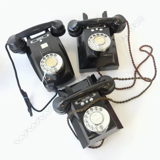 3 VINTAGE WALL MOUNTED DIAL PHONES