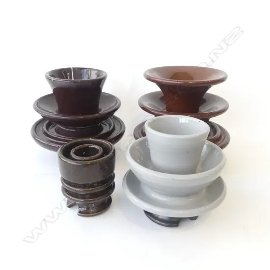 5 CERAMIC POWER INSULATORS PIECES