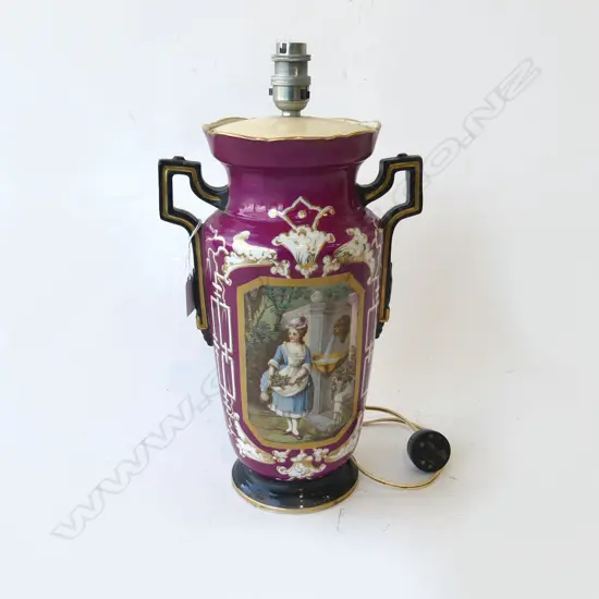 ANTIQUE PURPLE URN LAMP BASE H.400mm
