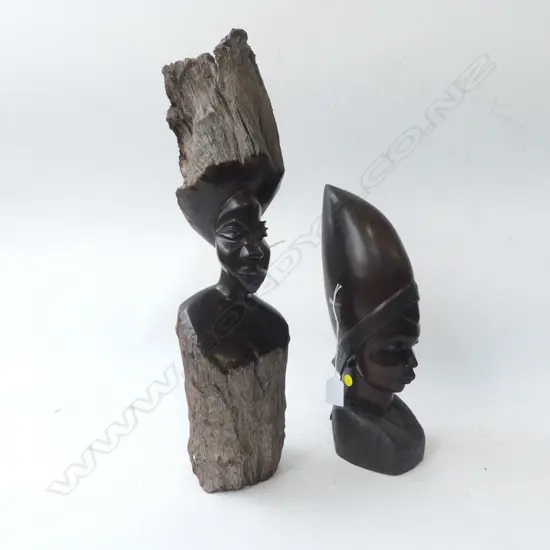 2 AFRICAN HARDWOOD FIGURAL CARVINGS H510 TALLEST