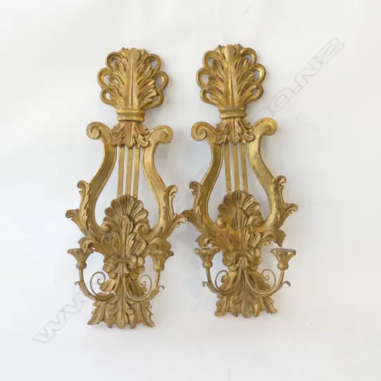 PR GILT WOOD WALL SCONCES H.635mm
