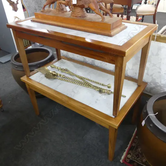 PR MAHOGANY TABLES, MARBLE TOPS 950x490x465mm