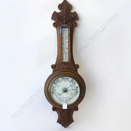 EARLY 20thC OAK WALL BAROMETER H.725mm WITH FAULTS