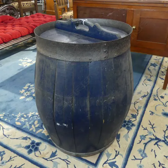 VINTAGE BLUE PAINTED BARREL H.700mm