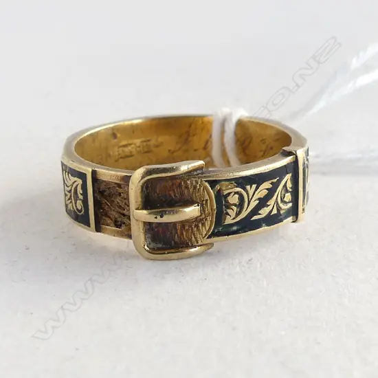 15CT MOURNING RING (FAULTS) 3.1gms SIZE P