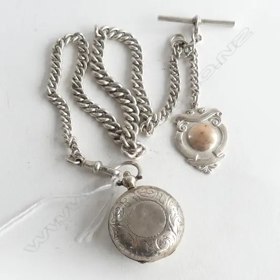STG SILVER CHAIN L.390mm w. SOVEREIGN CASE & MEDAL