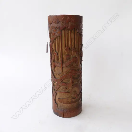 CHINESE CARVED BAMBOO VASE H.345mm