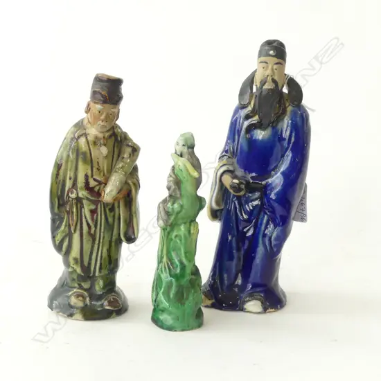 3 CHINESE GLAZED CERAMIC FIGURES H.190mm