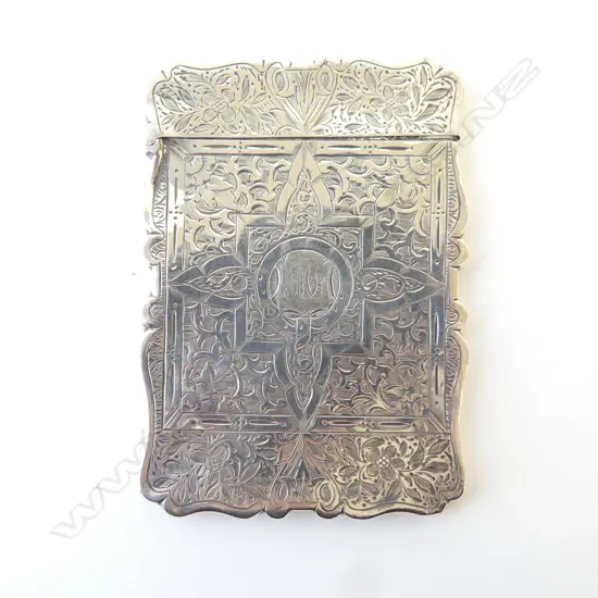 VICTORIAN SILVER ENGRAVED CARD CASE Birmingham 1873 58gms
