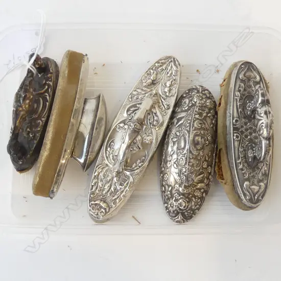 FIVE STG SILVER NAIL BUFFS CHESTER 1903, BIRMINGHAM 1907 ETC, L.70MM-115MM