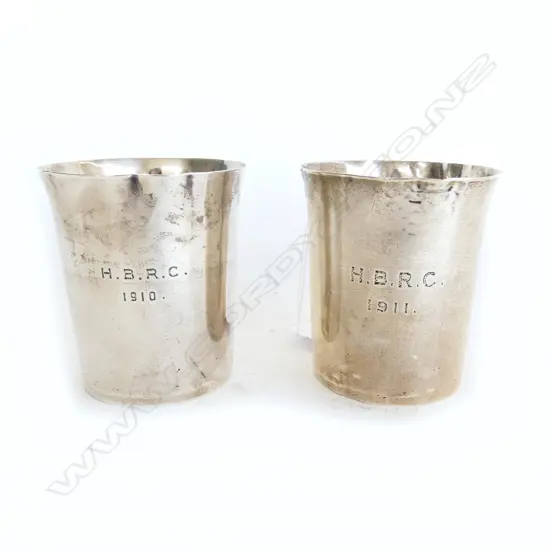 PR STG SILVER BEAKERS 'H.B.R.C 1910 / 1911' H.85mm 232gms