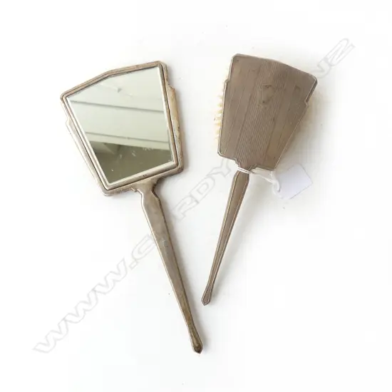 DECO STG SILVER HAIR BRUSH & HAND MIRROR