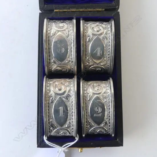 4 STG SILVER HEART SHAPED NAPKIN RINGS, B'HAM 1912 127gms