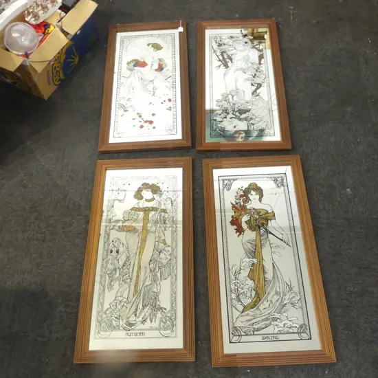 ALPHONSE MUCHA FOUR SEASONS MIRRORS 865x435mm each