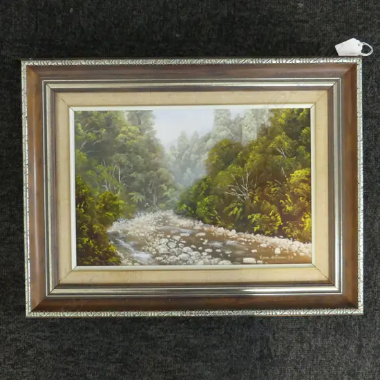RUKA HUDSON 'UREWERA CREEK' OIL ON BOARD '83 205x315mm
