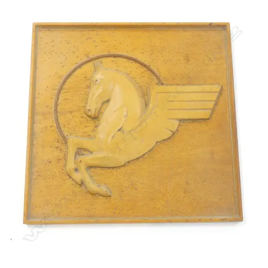 WOODEN PLAQUE w. WINGED HORSE PEGASUS 480x480mm