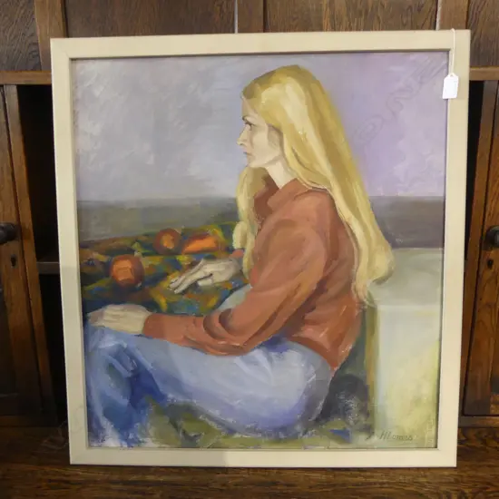 HEATHER LOMAS, PORTRAIT OF A WOMAN, HAMILTON 1960s, OIL ON BOARD 620x565mm