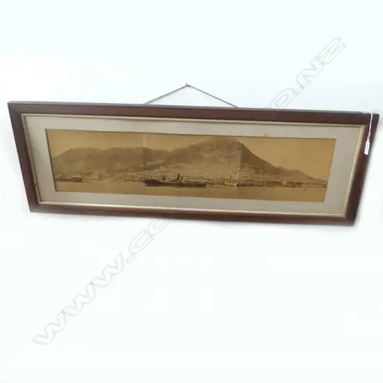 FRAMED PANORAMIC PHOTO, OLD HONG KONG 180x755mm