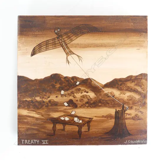 JOHN STANIFORD 'TREATY VI' ACRYLIC ON CANVAS, 250 x 250mm