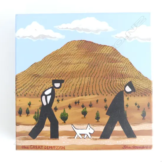 JOHN STANIFORD 'THE GREAT DEPRESSION', ACRYLIC ON CANVAS, signed & titled, 250 x 250mm