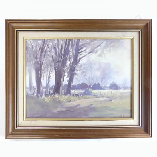 WAYNE SINCLAIR OIL RURAL SCENE WITH TREES initialled 290 nx 390mm