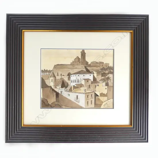 RON STENBURG (1919-2017) 'SPAIN', W/C & INK ON PAPER, signed, 260 x 320mm