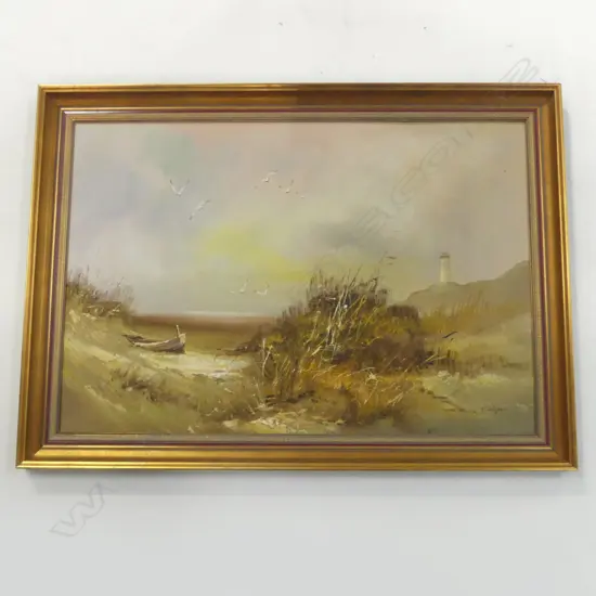 LG SIGNED COASTAL LANDSCAPE, OIL ON BOARD 590x860mm