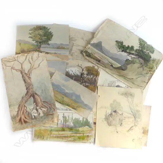 ASSTD TREVOR LLOYD WATERCOLOUR AND PENCIL SKETCHES (foxed)