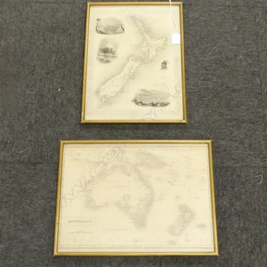 2 ANTIQUE MAPS, NZ BY JOHN TALLIS & CO. 1851 & AUSTRALASIA 365x260mm