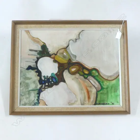NATALIE FINDLAY, UNTITLED ABSTRACT FORMS (ROCK POOL) OIL ON BOARD '75 370x480mm