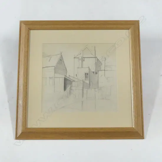 JOHN WEEKS BACKYARDS GRAFTON SCENE PENCIL 285MM X 300MM ex. Weeks estate auction