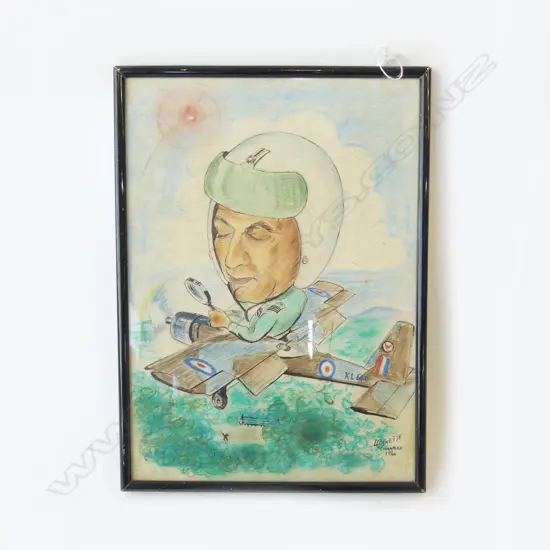 VINTAGE CARTOON PASTLE & INK SIGNED L COSNETTE SINGAPORE 1966 H390 L280MM